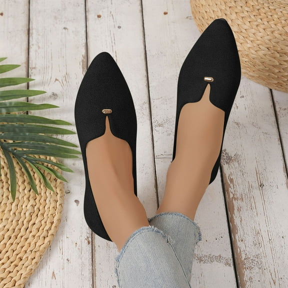 Viluyesy Womens Ballet Flats, Lightweight Breathable Pointed Toe Comfortable 2025 Casual Office Dressy Shoes Black