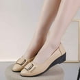 thumbnail image 1 of Viluyesy Womens Ballet Flats, Low Heeled Buckle Shallow Round Toe Casual Office Work Dress Shoes Beige, 1 of 6