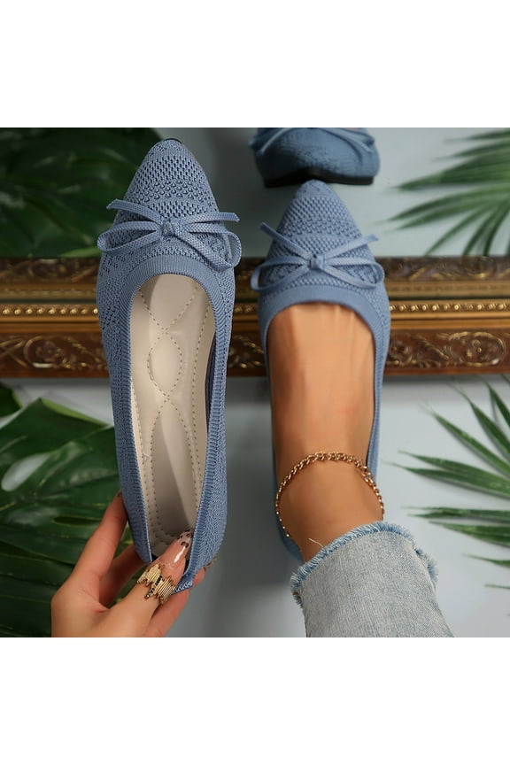 Womens Ballet Flats, Mesh Breathable Shallow Comfort Pointed Toe Casual Slip-On Dressy Shoes Blue