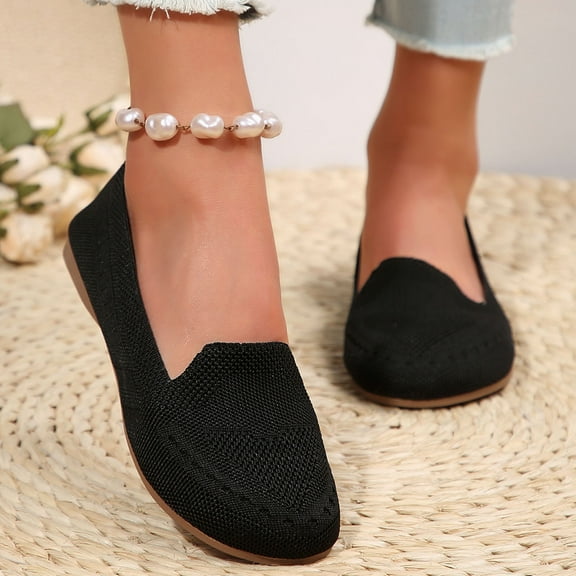 Viluyesy Womens Ballet Flats, Mesh Comfortable Lightweight Breathable Soft Sole Casual Walking Shoes Black