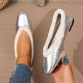 thumbnail image 1 of Viluyesy Womens Ballet Flats, Pointed Toe Fleece Lined Thicken Warm Winter Fashion Dressy Shoes Silver US7, 1 of 9
