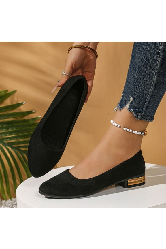 Womens Ballet Flats, Pointed Toe Low Heels Comfortable Slip-On Casual Office Dressy Shoes Black