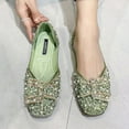 thumbnail image 1 of Viluyesy Womens Ballet Flats, Round Toe Shiny Rhinestone Slip-On Shallow Fashion Dressy Shoes Green, 1 of 9