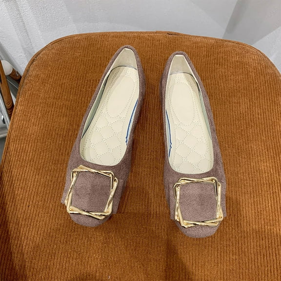 Viluyesy Womens Ballet Flats, Round Toe Slip-On Wide Width Comfortable Dressy Work Office Shoes Khaki US6.5