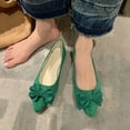thumbnail image 1 of Viluyesy Womens Ballet Flats, Shallow Pointed Toe Suede Bow Casual Slip-On Dressy Shoes Green, 1 of 5