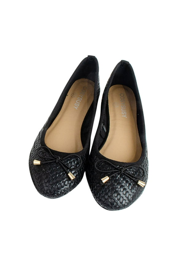 Womens Ballet Flats, Shallow Round Toe Wide Width Slip-On Comfort Lightweight Shoes Black