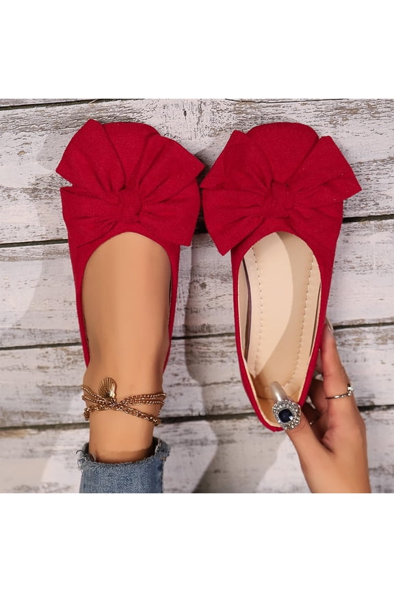 Womens Ballet Flats, Shallow Square Toe Slip-On Dressy Work Office Flats Red US7.5
