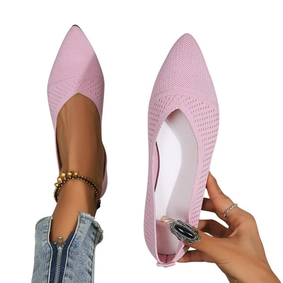 Viluyesy Womens Ballet Flats, Slip-On Mesh Breathable Pointed Toe Casual Office Dressy Shoes Pink