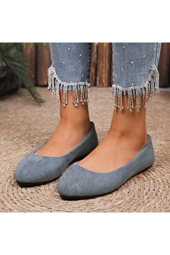 Womens Ballet Flats, Slip-On Pointed Toe Wide Width Shallow Dressy Office Flats Gray US6.5