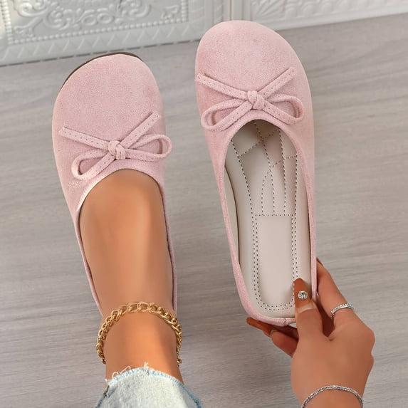 Viluyesy Womens Ballet Mules, Slip On Round Toe Comfortable Casual Daily Slides Flats Pink US8.5