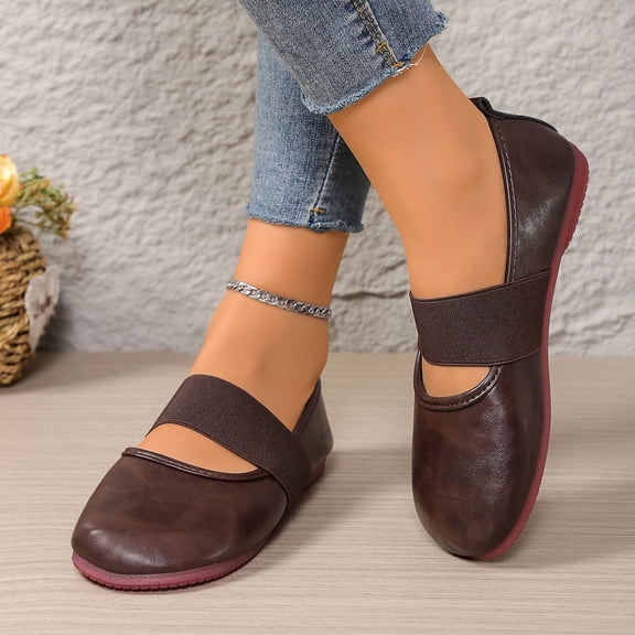 Viluyesy Womens Ballet Shoes, Comfortable Soft Sole Round Toe Casual Dressy Work Office Flats Coffee US7.5