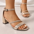 thumbnail image 1 of Viluyesy Womens Block Heeled Sandals, New Style Open Toe Comfort Spring Summer Dressy Shoes Gold, 1 of 7