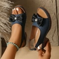 thumbnail image 1 of Viluyesy Womens Block Heeled Sandals, Open Toe Cute Bow Ankle Strap Comfort Casual Shoes Navy, 1 of 9