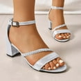 thumbnail image 1 of Viluyesy Womens Block Heeled Sandals, Open Toe New Style Comfort Spring Summer Dressy Shoes Silver, 1 of 9