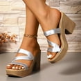 thumbnail image 1 of Viluyesy Womens Block Heeled Sandals, Summer New Style Slip-On Thick Sole Casual Fashion Platform Shoes Silver, 1 of 6