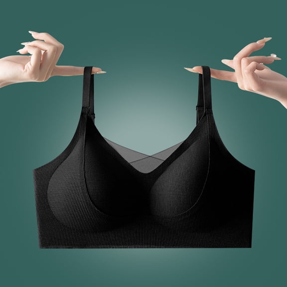 Viluyesy Womens Bralette Bras, Adjustable Strap Comfort Sameless Stretch Sports Everyday Underwear Black M-3XL