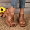 thumbnail image 1 of Viluyesy Womens Chunky Heeled Sandals, Hollow Out Thick Sole Peep Toe Summer Fashion Dressy Pumps Shoes Brown US5.5, 1 of 9