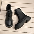 thumbnail image 1 of Viluyesy Womens Combat Boots Platform Lace Up Round Toe Faux Leather Comfortable Walking Casual Shoes Black Size 8.5, 1 of 9
