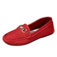 thumbnail image 1 of Viluyesy Womens Comfort Loafers, Round Toe Slip-On Soft Sole Faux Leather Fashion Flat Loafers Red, 1 of 5