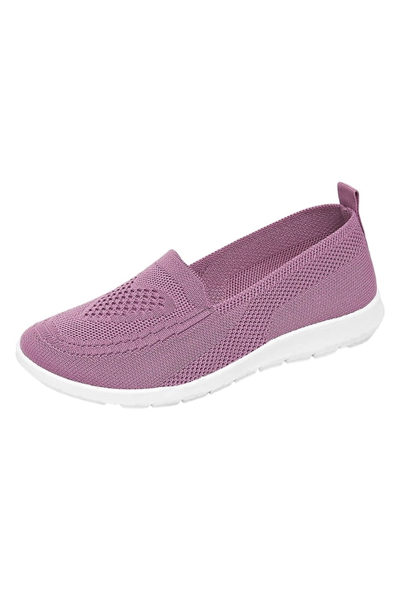 Womens Comfort Sneakers, Breathable Wide Width Lightweight Slip On Casual Walking Shoes Purple