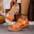 thumbnail image 1 of Viluyesy Womens Comfort Wedge Sandals, Peep Toe Adjustable Strap Wide Width Summer Casual Fashion Shoes Orange US8.5, 1 of 9