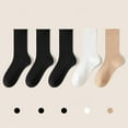 thumbnail image 1 of Viluyesy Womens Crew Socks 5-Pack, Solid Stretch Breathable Cotton Mid-Tube Basic Athletic Long Socks Khaki, 1 of 3