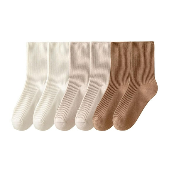 Viluyesy Womens Crew Socks 6 Pack, Lightweight Breathable Comfort Non Slip Casual Athletic Socks Beige