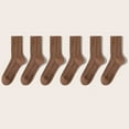 thumbnail image 1 of Viluyesy Womens Crew Socks 6-Pairs, Stretch Comfort Cotton Breathable Casual Terry Basic Socks Coffee, 1 of 3