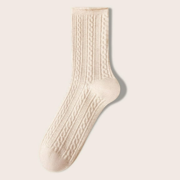Viluyesy Womens Crew Socks, Breathable Cotton Stretch Comfort Casual Solid Basic Socks Beige