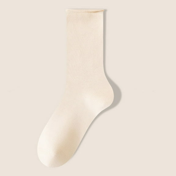 Viluyesy Womens Crew Socks, Comfortbale Solid Color Breathable Stretch Casual Cotton Mid-Cut Socks Rose Gold