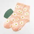 thumbnail image 1 of Viluyesy Womens Crew Socks, Cotton Knitted Floral Fashion Breathable Stretch Casual Mid-Tube Socks Pink, 1 of 3
