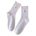 thumbnail image 1 of Viluyesy Womens Crew Socks, Non Slip Embroidered Floral Breathable Stretch Cotton Socks Purple, 1 of 1