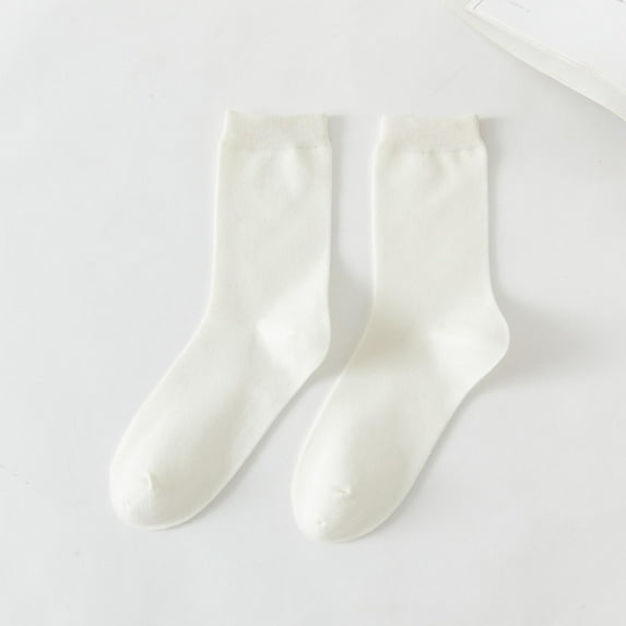 Viluyesy Womens Crew Socks, Solid Stretch Non Slip Breathable Comfort Basic Athletic Socks White