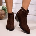 thumbnail image 1 of Viluyesy Womens Dress Boots, Back Zipper Chunky Heels Pointed Toe Fall Winter Comfort Suede Booties Coffee US7, 1 of 9