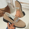 thumbnail image 1 of Viluyesy Womens Dress Shoes, Low Heels Shiny Rhinestone Suede Leather Comfortable Fashion Loafers Beige US9.5, 1 of 9