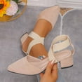 thumbnail image 1 of Viluyesy Womens Dress Shoes, Pointed Toe Chunky Heels Wide Width Elegant Party Wedding Pump Shoes Beige US8.5, 1 of 9