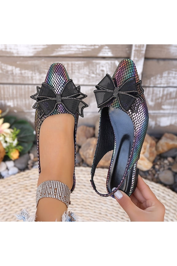 Womens Dress Shoes, Shallow Low Heels Pointed Toe 2026 Trendy Slingback Falt Sandals Black US7