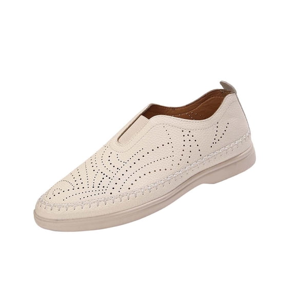Viluyesy Womens Dressy Loafers, Faux Leather Comfortable Slip-On Casual Office Flat Shoes Beige