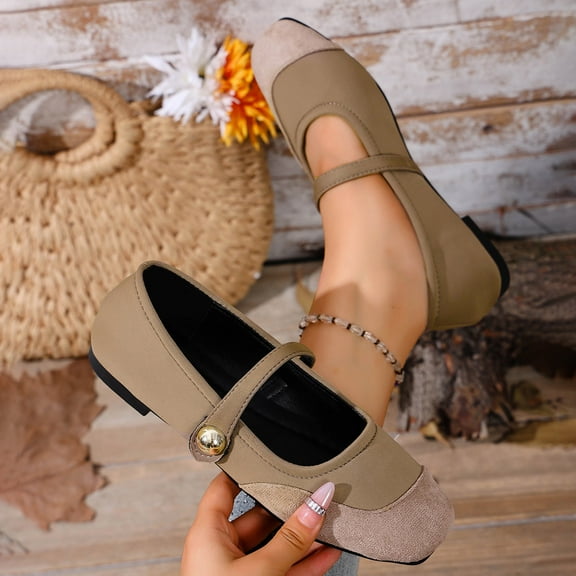 Viluyesy Womens Espadrilles Flats, Shallow Comfort Round Toe Ankle Strap Fashion Dress Ballet Shoes Khaki US7