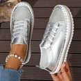 thumbnail image 1 of Viluyesy Womens Fashion Sneaker, Comfort Lace-Up Rhinestone Glitter Casual Shoes Silver US5.5, 1 of 9