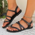 thumbnail image 1 of Viluyesy Womens Flat Sandals, Ankle Strap Open Toe Wide Width Beach Flip Flops Shoes Black, 1 of 7