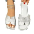 thumbnail image 1 of Viluyesy Womens Flat Sandals, New Style Fashion Open Toe Non Slip Summer Casual Slide Slippers Silver, 1 of 4