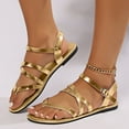 thumbnail image 1 of Viluyesy Womens Flat Sandals, Open Toe Wide Width Ankle Strap Beach Flip Flops Shoes Gold, 1 of 7