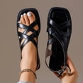 thumbnail image 1 of Viluyesy Womens Flat Sandals, Slingback Square Toe Low Heels Summer Fashion Casual Bohe Shoes Black US7, 1 of 9