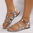 thumbnail image 1 of Viluyesy Womens Flat Sandals, Wide Width Open Toe Ankle Strap Beach Flip Flops Shoes Silver, 1 of 8