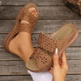 thumbnail image 1 of Viluyesy Womens Flat Slippers, Open Toe Wide Width Retro Casual Retro Sandals Brown, 1 of 9