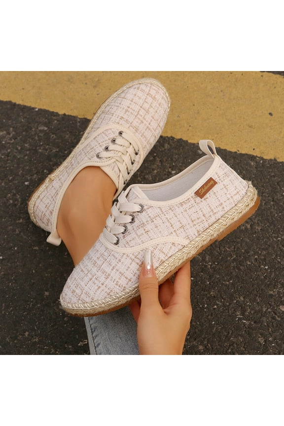 Womens Flat Sneaker, Lightweight Soft Sole Mesh Breathable Trendy Slip-On Shoes Beige US5.5