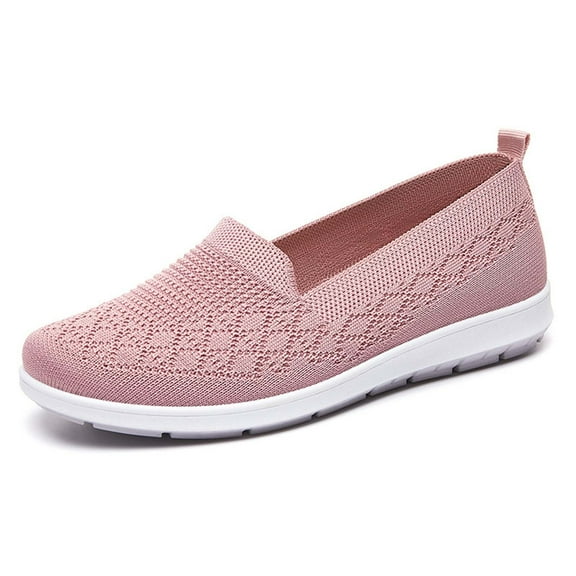 Viluyesy Womens Flat Sneaker, Soft Sole Low Vamp Non-slip Strolling Comfort Shoes Pink US5.5