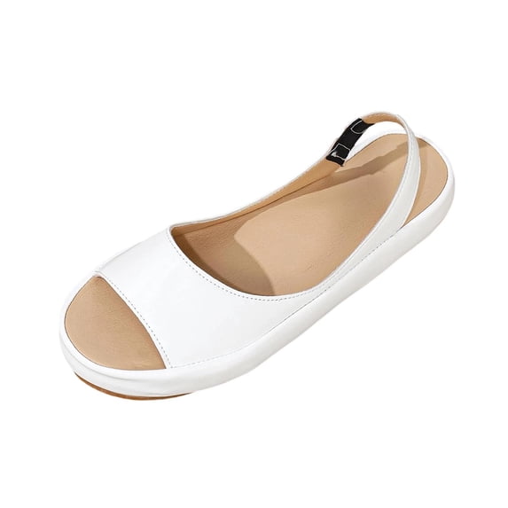 Viluyesy Womens Flatform Sandals, Open Toe Slingback Thick Sole Comortable Casual Dressy Shoes White US6.5