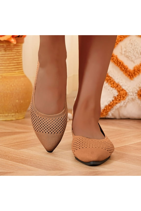Womens Flats Shoes, Pointed Toe Wide Width Solid Color Breathable Comfortable Casual Walking Shoes Brown 9.5